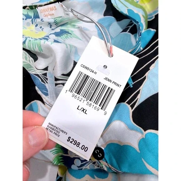 Johnny Was Jenn Drawcord Kaftan Floral Maxi Dress NWT L/XL Rayon Silk $298